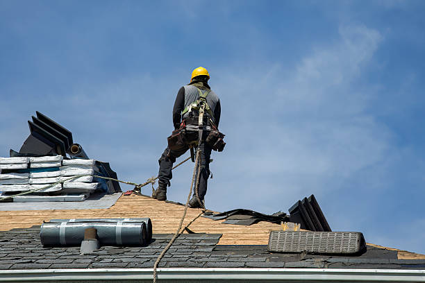 Professional Gutter Installation technician working in Weimar, TX